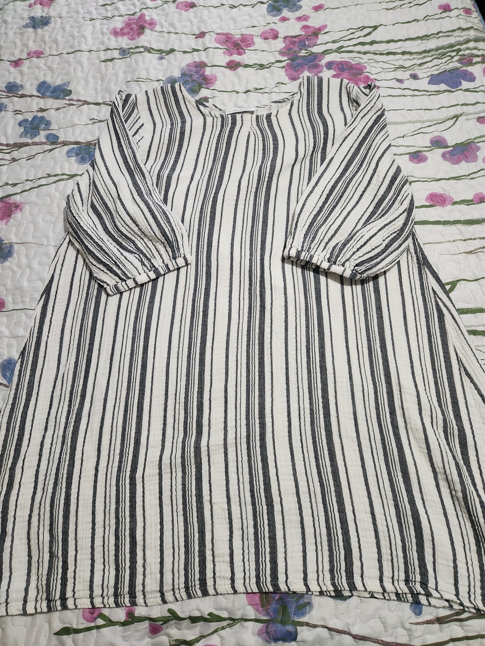 bryn Walker %100 Cotton Black & White Striped Tunic